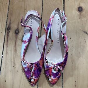 Karen Scott Purple-Pink Floral Pointed Slingback Pumps